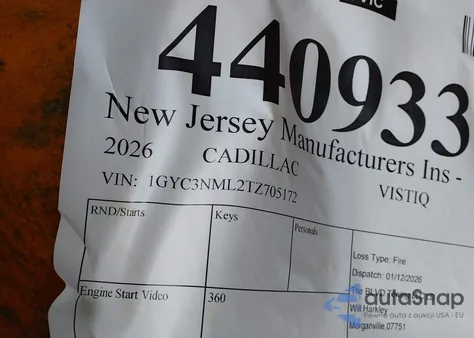 2026 Cadillac Vistiq Sport z USA, uszkodzony, nr VIN 1GYC3NML2TZ705172